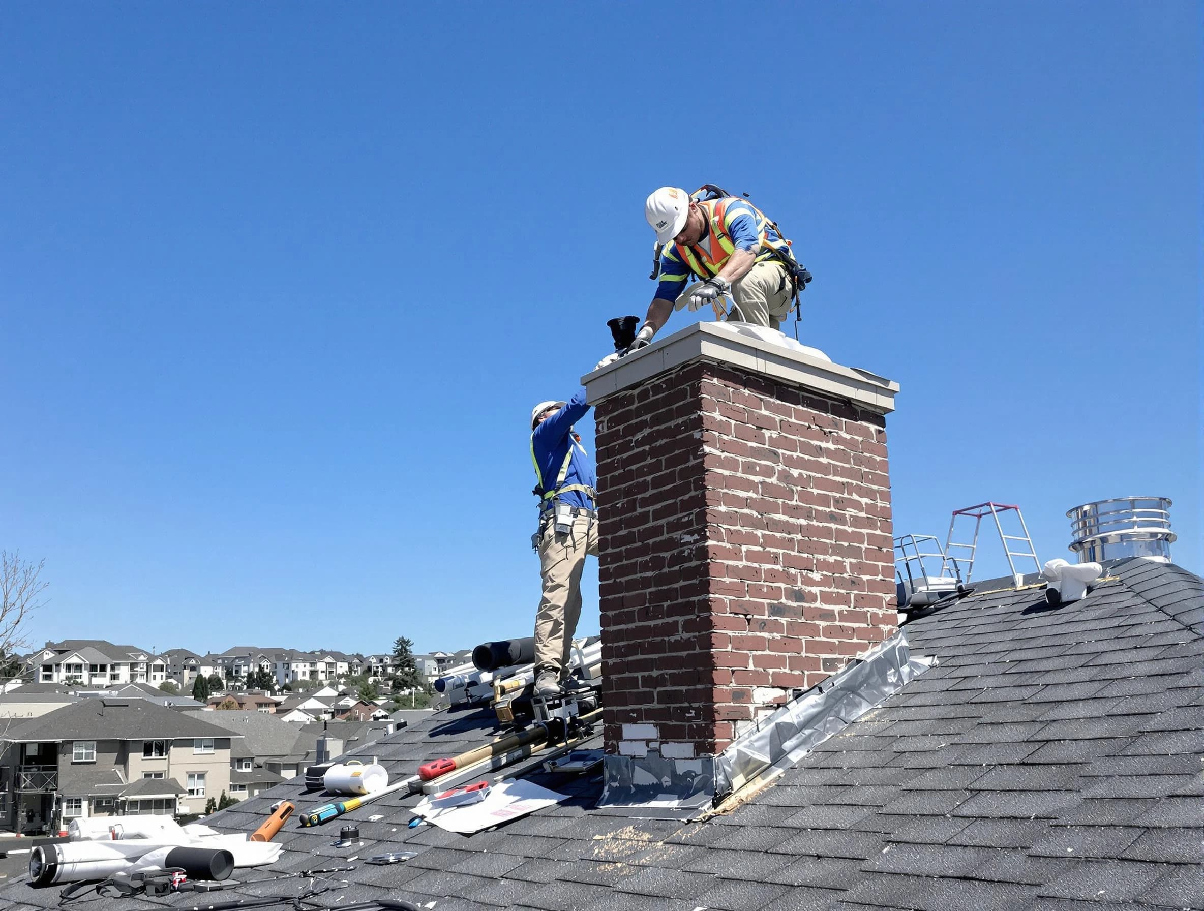Norcross Chimney Sweep repairing a chimney crown in Norcross, GA