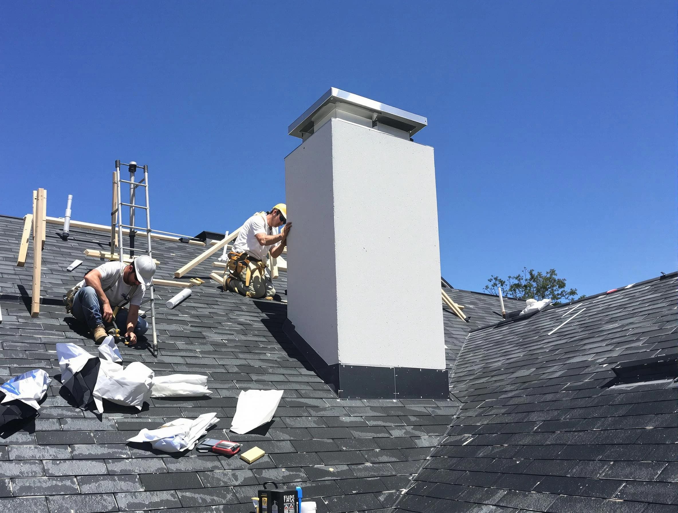 Norcross Chimney Sweep crew installing a new chimney in Norcross, GA