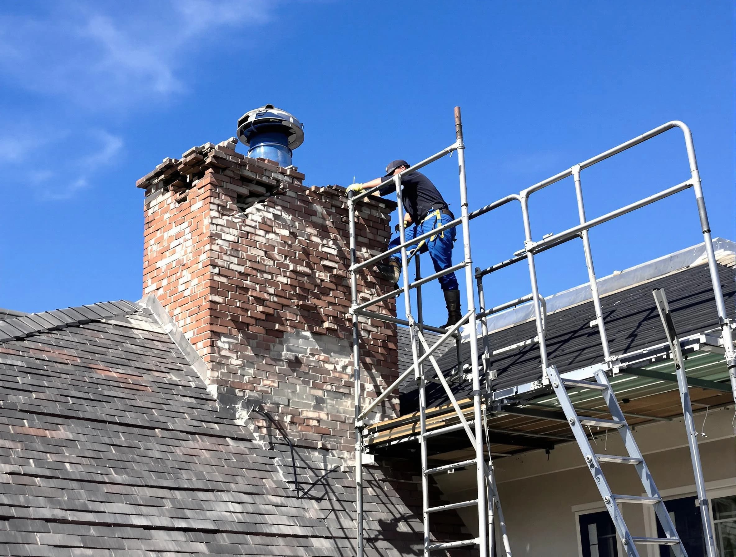 Rebuilding a chimney structure by Norcross Chimney Sweep in Norcross, GA