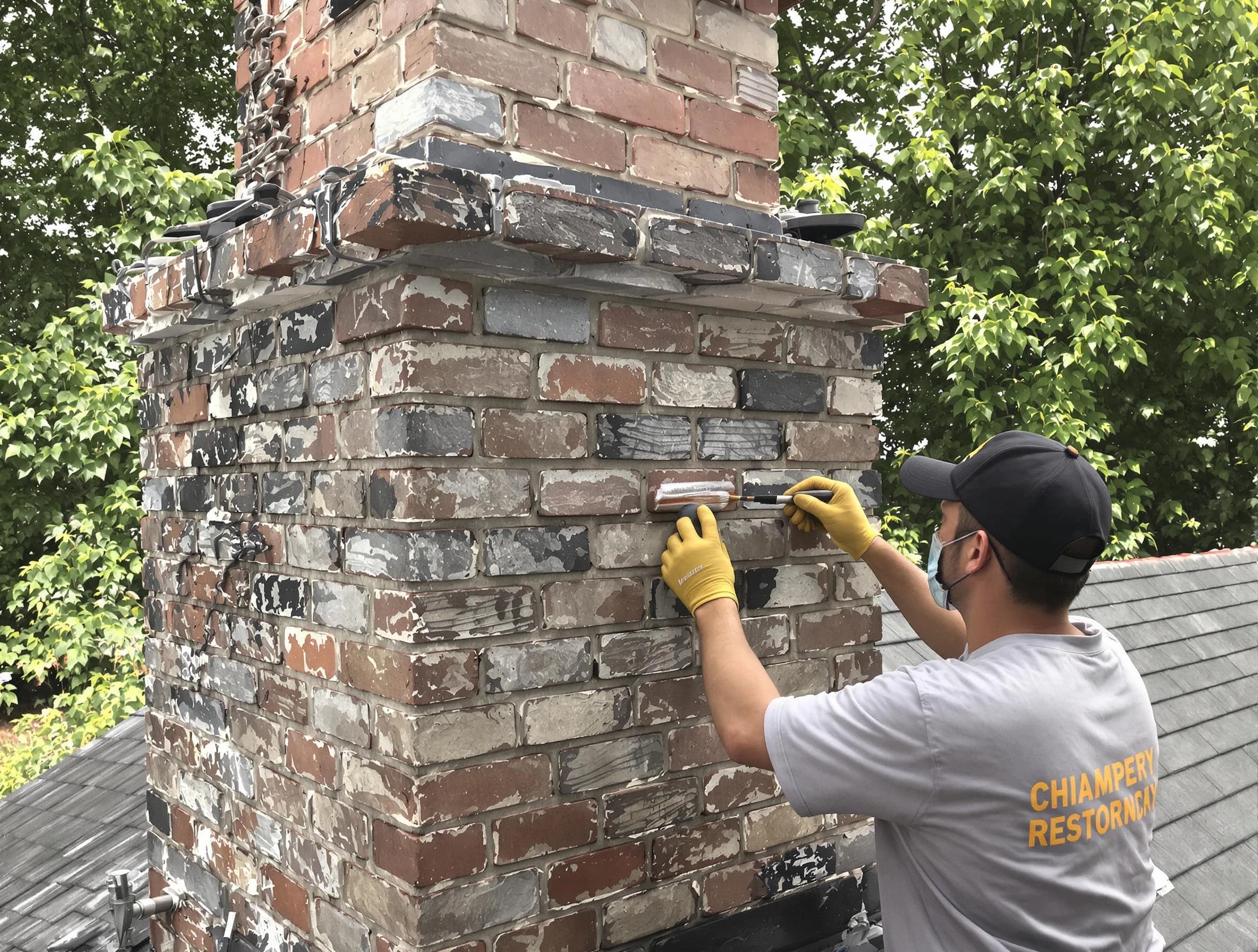 In-progress chimney restoration by Norcross Chimney Sweep in Norcross, GA