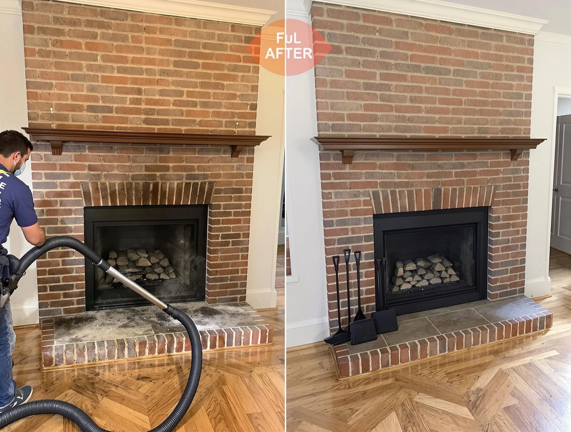 Norcross Chimney Sweep carefully sanitizing a fireplace in Norcross, GA