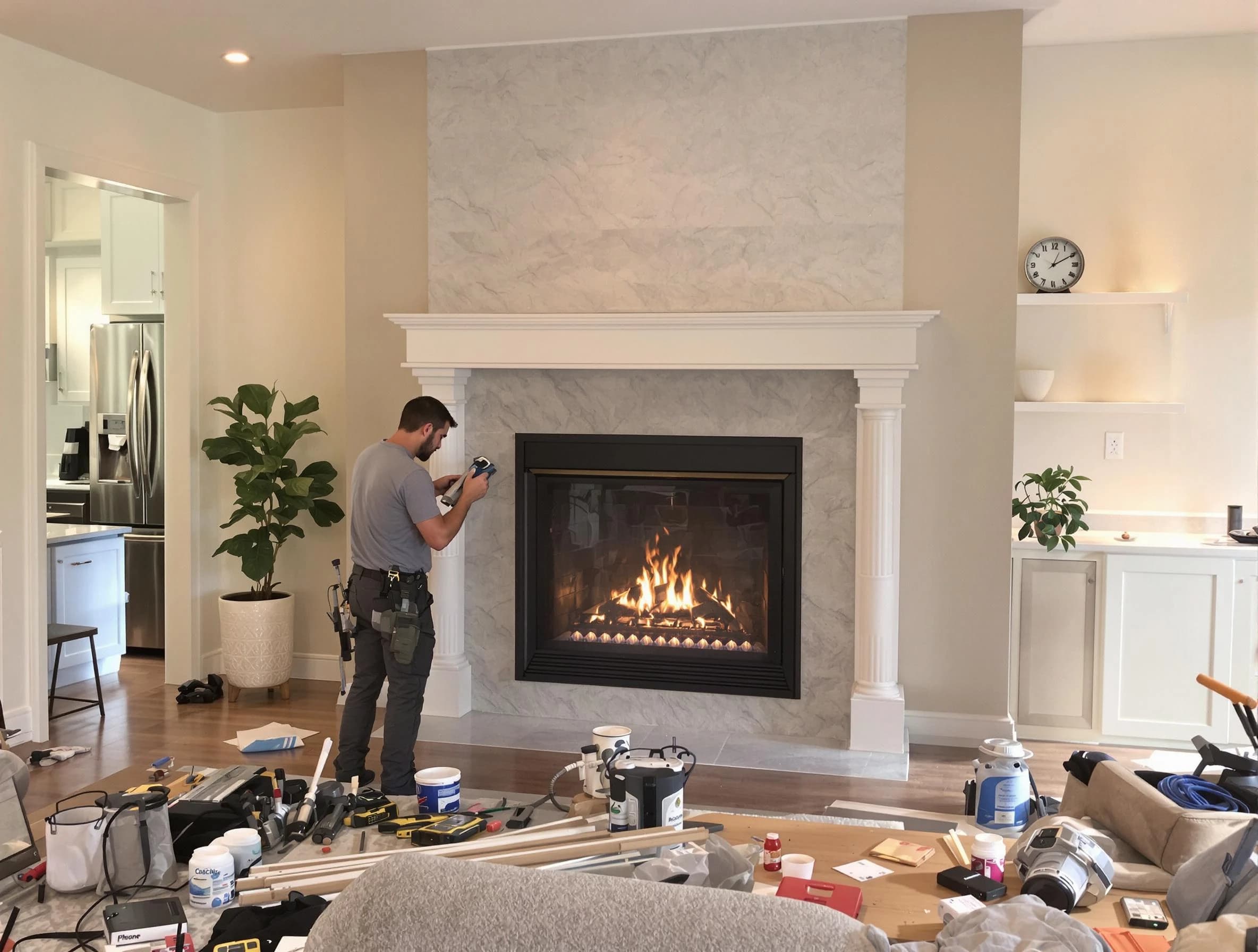 Newly installed fireplace by Norcross Chimney Sweep in Norcross, GA
