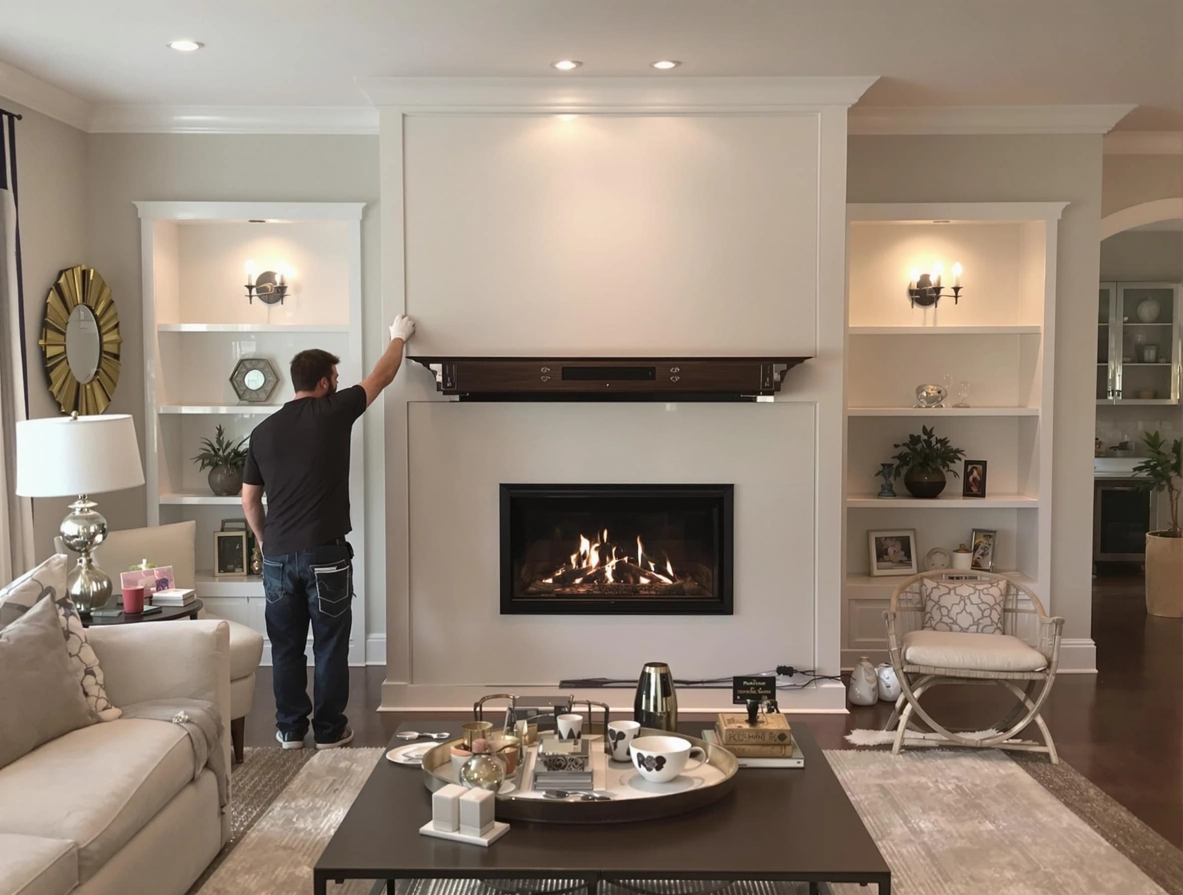 Norcross Chimney Sweep installing a new fireplace in Norcross, GA
