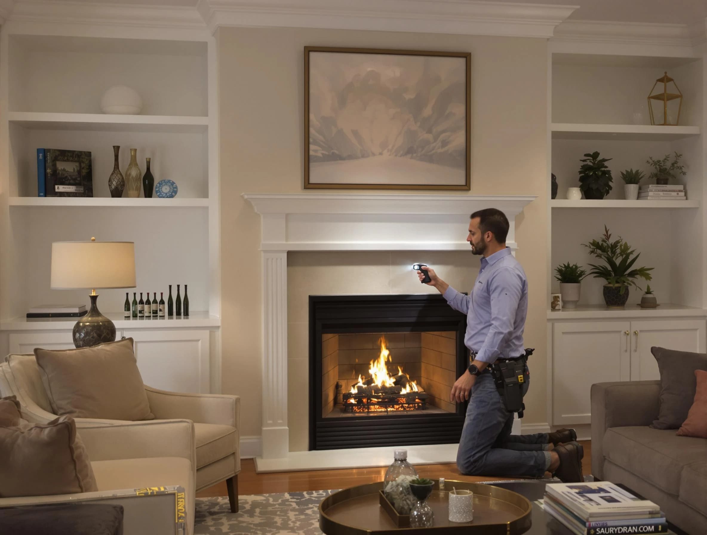 Norcross Chimney Sweep conducting a fireplace safety inspection in Norcross, GA