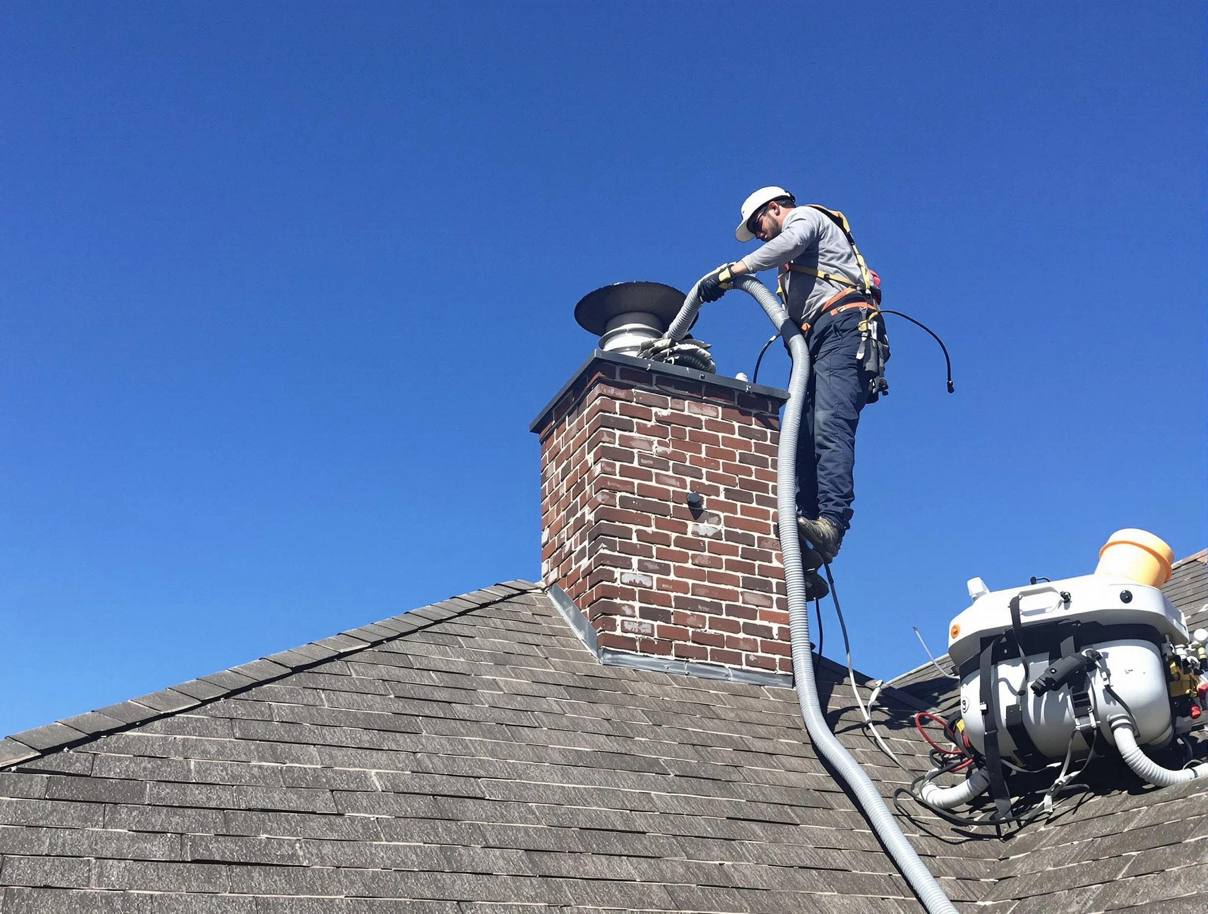 Dedicated Norcross Chimney Sweep team member cleaning a chimney in Norcross, GA