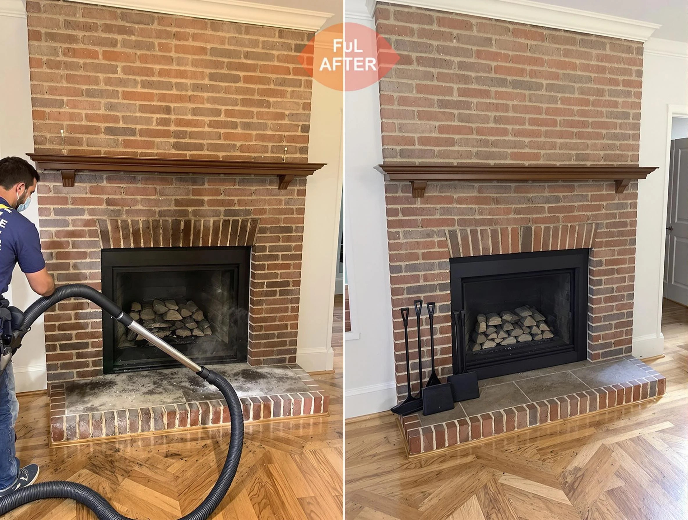 Norcross Chimney Sweep carefully sanitizing a fireplace in Norcross, GA
